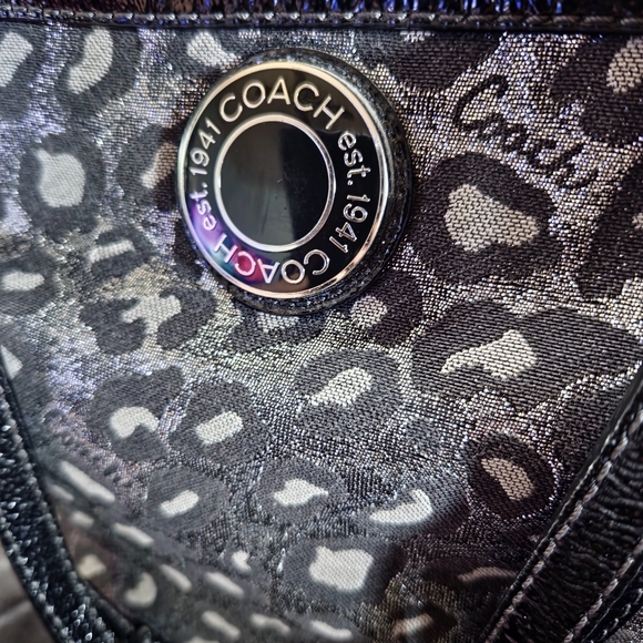 VINTAGE COACH audrey ocelot Metallic sparkly Bling Cheetah Print Shoulder Purse - Picture 15 of 16